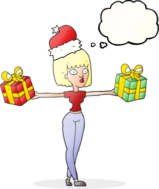 Serbest çizilmiş düşünce balonu karikatürü kadın bir insan tarafından çizilmiş xmas ile