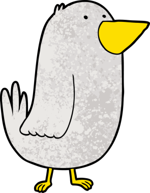 Bir insan tarafından çizilmiş çizgi film kuşu.