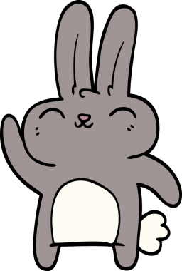 Bir insan tarafından çizilmiş mutlu tavşan.