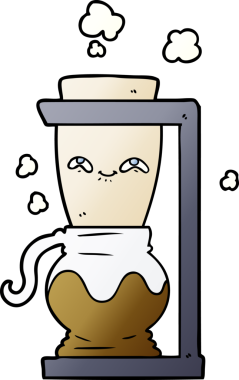 Bir insan tarafından çizilmiş mutlu çizgi film kahve demliği.