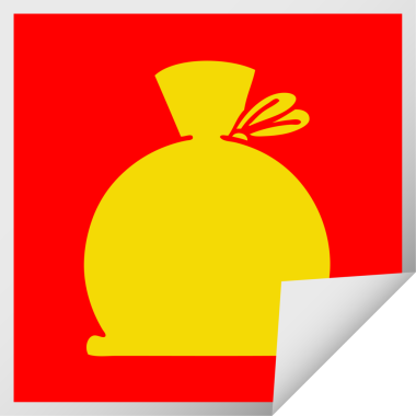 Bir insan tarafından çizilmiş bir çantanın kare soyma etiketi.