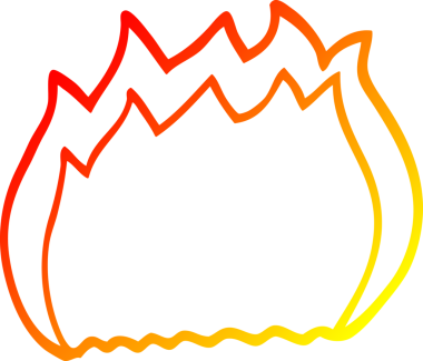 Bir insan tarafından çizilen çizgi film ateşinin sıcak eğim çizgisi.