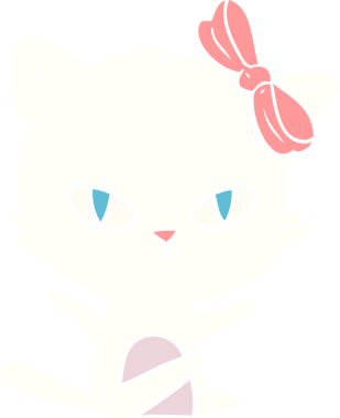 Sevimli düz renkli çizgi film kedisi bir insan tarafından çizilmiş.