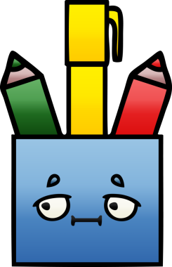 Bir insan tarafından çizilmiş kalem tenceresinin gölgelenmiş karikatürü