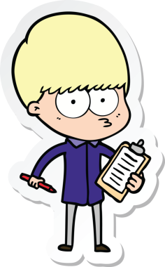 Bir insan tarafından çizilmiş sinirli bir çizgi film çocuğunun çıkartması.