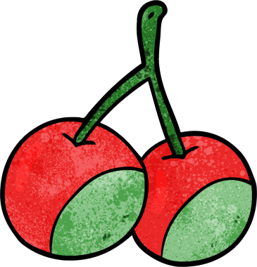 Bir insan tarafından çizilmiş kirazlar.