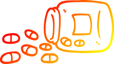 Bir insan tarafından çizilmiş bir kavanoz hapın sıcak çizgi çizimi