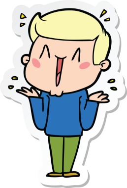 Bir insan tarafından çizilmiş heyecanlı bir adamın çıkartması.