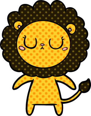 Bir insan tarafından çizilmiş çizgi film aslanı.