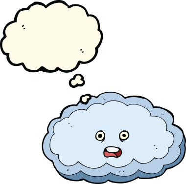 Bir insan tarafından çizilmiş düşünce baloncuklu karikatür dekoratif bulut