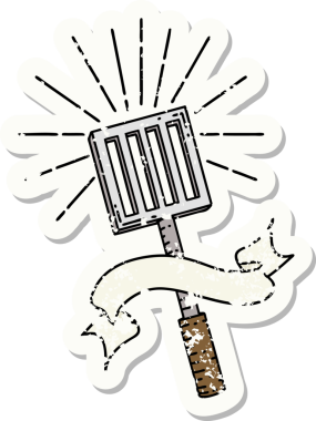 Bir insan tarafından çizilmiş eski bir dövme stili mutfak spatulası.