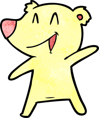 Bir insan tarafından çizilmiş gülen ayı çizgi filmi.