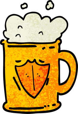 Bir insan tarafından çizilmiş grunge desenli çizgi film tankardı.