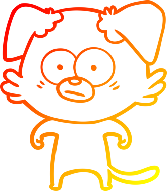 Bir insan tarafından çizilmiş gergin bir köpek çizgi filminin sıcak gradyanı.