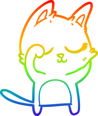 Gökkuşağı gradyan çizgisi bir insan tarafından çizilmiş sakin bir çizgi kedi çizimi