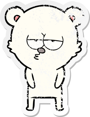 Sıkılmış bir kutup ayısı karikatürünü bir insan çizmiş.