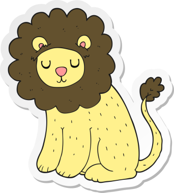 Bir insan tarafından çizilmiş şirin bir aslanın çıkartması.