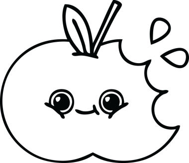 Bir insan tarafından çizilmiş bir elmanın çizgi çizimi