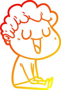 Bir insan tarafından çizilmiş gülen bir çizgi film karakterinin sıcak çizgi çizimi.