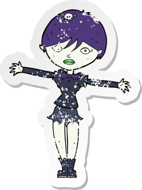 Bir insan tarafından çizilmiş vampir bir kızın gerilimli çıkartması.