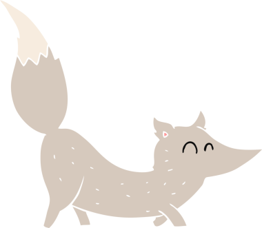 Bir insan tarafından çizilmiş küçük kurdun düz renk çizimi