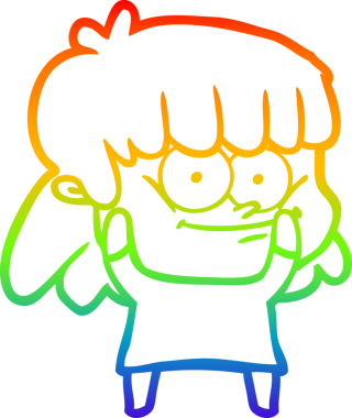 Bir insan tarafından çizilmiş gülümseyen bir karikatür çizimi.