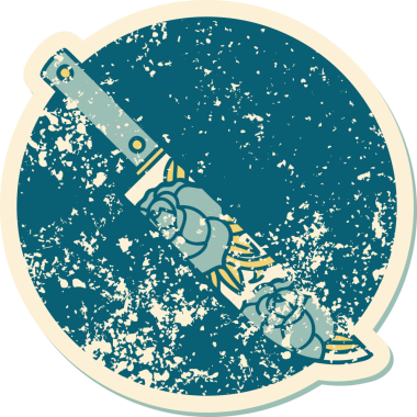 Bir hançerin ve bir insanın çizdiği çiçeklerin sembolik dövmesi.