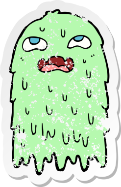 Bir insan tarafından çizilmiş iğrenç bir karikatür hayaletinin gerilimli çıkartması.