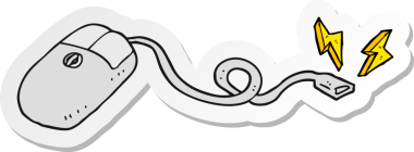 Bir insan tarafından çizilmiş bir bilgisayar faresinin çıkartması.