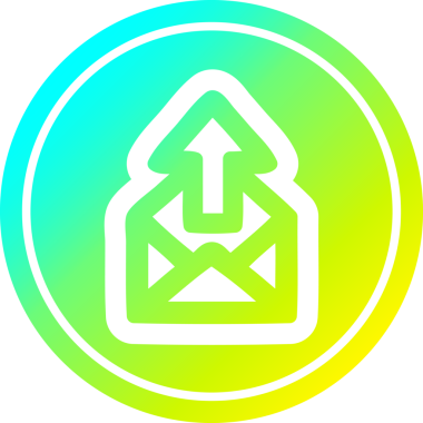 E- posta dairesel simgesini bir insan tarafından çizilmiş havalı gradyan bitiş ile gönder