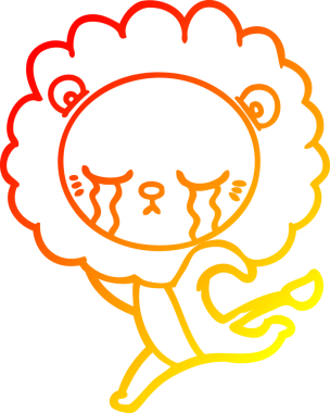 Bir insan tarafından çizilmiş, ağlayan bir aslanın sıcak çizgi çizgisi.