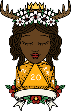 Retro Dövme Tarzı İnsan Druid Bir insan tarafından çizilmiş doğal 20 rulo ile