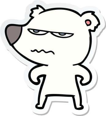 Bir insan tarafından çizilmiş kızgın ayı kutup karikatürü çıkartması.