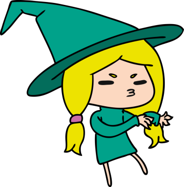 Bir insan tarafından çizilmiş sevimli bir cadı kawaii kızı çizimi.