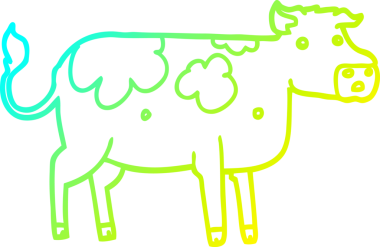 Bir insan tarafından çizilen çizgi film ineğinin soğuk gradyan çizgisi.