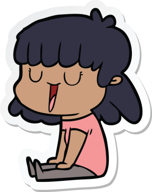 Bir insan tarafından çizilmiş bir karikatür kadının çıkartması.