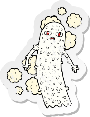 Bir insan tarafından çizilmiş ürkütücü bir karikatürün gerilimli yapıştırması.