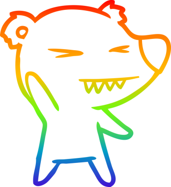 Kızgın bir kutup ayısının çizdiği gökkuşağı gradyan çizgi insan tarafından çizilmiş.