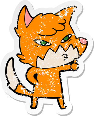 Bir insan tarafından çizilmiş zeki bir tilkinin sıkıntılı çıkartması.