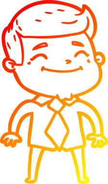 Bir insan tarafından çizilmiş mutlu bir karikatür işadamının sıcak çizgi çizimi