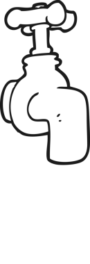 Bir insan tarafından çizilmiş siyah beyaz karikatür musluğu