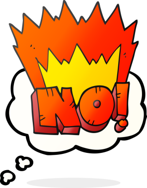 Serbest çizim düşünce balonu çizgi filmi HAYIR! Bir insan tarafından çizilmiş bağır