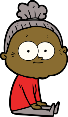 Bir insan tarafından çizilmiş mutlu yaşlı kadın çizgi filmi.