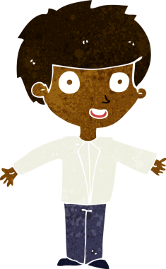 Bir insan tarafından çizilmiş mutlu çocuk çizgi filmi.