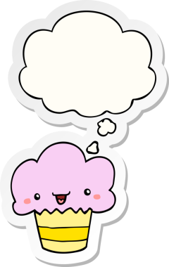 Bir insan tarafından çizilmiş, üzerinde düşünce kabarcığı olan çizgi film keki.