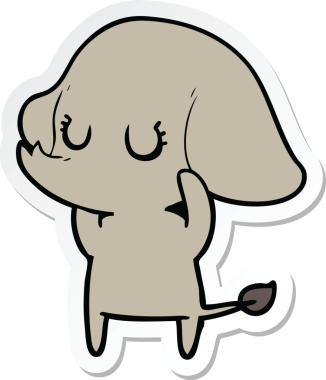 Bir insan tarafından çizilmiş şirin bir fil çıkartması.