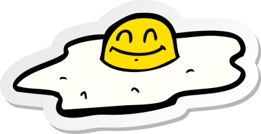 Bir insan tarafından çizilmiş karikatür yumurta etiketi.