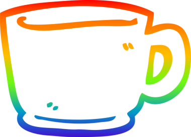 gökkuşağı gradyan çizgisi bir insan tarafından çizilmiş çay fincanı