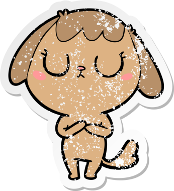 Bir insan tarafından çizilmiş şirin bir köpeğin sıkıntılı çıkartması.