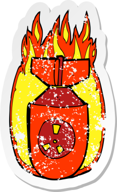 Bir insan tarafından çizilmiş bir atom bombasının gerilimli yapıştırması.